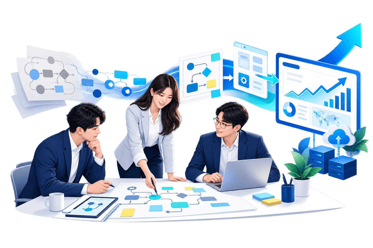 團隊共同整理流程並規劃企業解決方案